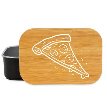 Pizza Slice Line Drawing - Lunch Box - black - Front
