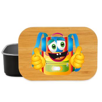 Cartable de dessin animé amusant avec pouces vers le haut - Boîte à goûter - noir - Devant