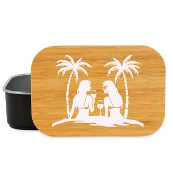 Silhouette style tropical beach night - Lunch Box - black - Front