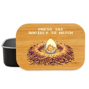 Press A to hatch | Gamer Chicken Joke - Lunch Box - black - Front