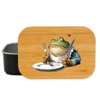 Frog at the table with cutlery - Lunch Box - black - Front