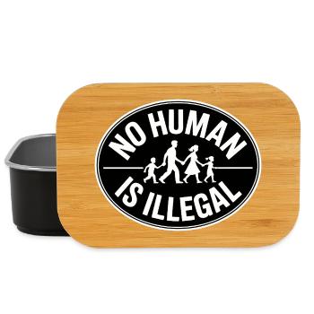 Pas d’illégal humain - Les réfugiés sont les bienvenus - Boîte à goûter - noir - Devant