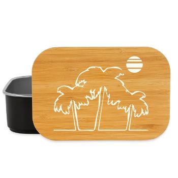 Tropical palm trees in sunset - Lunch Box - black - Front