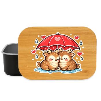 Two deer under umbrella - Lunch Box - black - Front