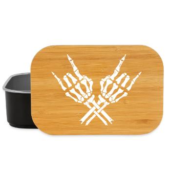 Skeleton Hands Metal Hand Sign – Heavy Metal Rock - Lunch Box - black - Front
