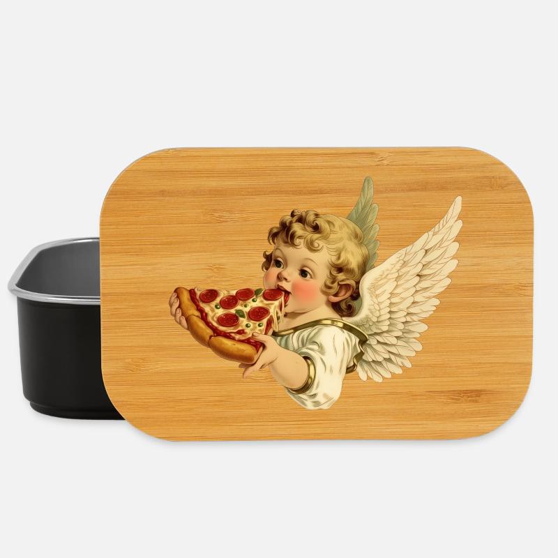Pizza Cherub – Angel with Pepperoni - Lunch Box - black