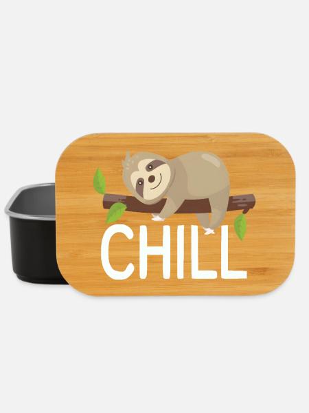 Chill sloth on branch cute relax design - Lunch Box - black
