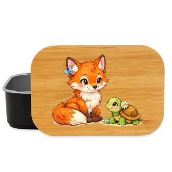Fuchs und eine niedliche Schildkröte - Lunch Box - Schwarz - Vorne