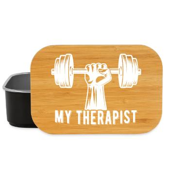 My Therapist Dumbbell Gym Body Building Funny - Lunch Box - black - Front