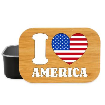 I Love America Herz Liebe Amerika Fan USA Flagge - Lunch Box - Schwarz - Vorne