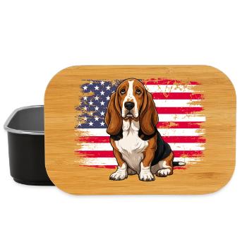 Patriotic Basset Hound - US Flag Dog Mom Dad - Lunch Box - black - Front