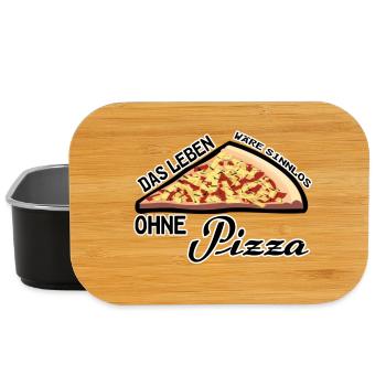 Pizza Leben Pizzeria Party Italien Geschenk Spruch - Lunch Box - Schwarz - Vorne