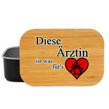 Ärztin fürs Herz Ärzte, Medizin, Sprüche,Geschenk - Lunch Box - Schwarz - Vorne