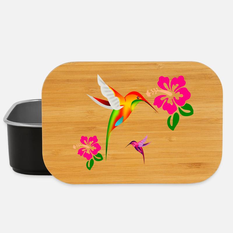 Colibri coloré dans un duo d’hibiscus - Boîte à goûter - noir