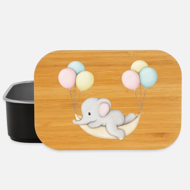 cute baby elephant in hammock - Lunch Box - black
