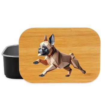 chien bouledogue français origami géométrique 3d - Boîte à goûter - noir - Devant