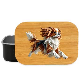 chien cavalier king charles origami géométrique 3d - Boîte à goûter - noir - Devant