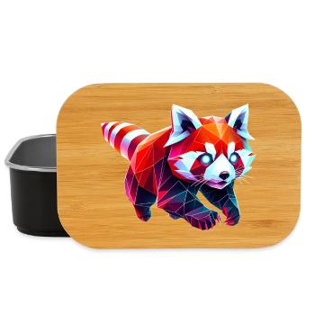 Roter Panda Origami Geometrisch 3D - Lunch Box - Schwarz - Vorne