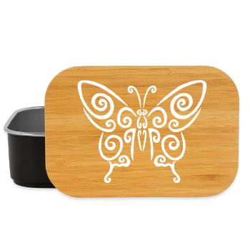 Symbole d'un papillon blanc - Boîte à goûter - noir - Devant