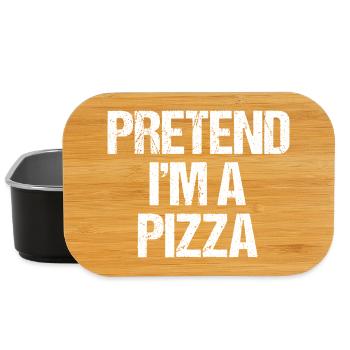 Pretend I'm A Pizza Funny Lazy Halloween Costume - Lunch Box - black - Front