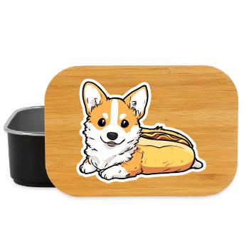 Collant en forme de pain pour hot-dogs Corgi mignon - Boîte à goûter - noir - Devant