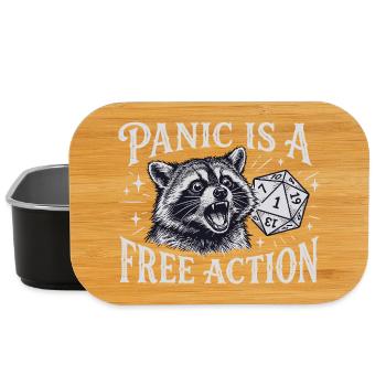 Panic is a Free Action – Raccoon D20 Design - Lunch Box - Schwarz - Vorne