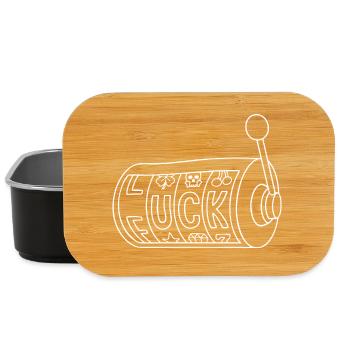 Luck / Fuck – Minimalistischer Glücksspiel Spruch - Lunch Box - Schwarz - Vorne