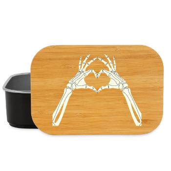 Mains de squelette Cœur Symbole Halloween Amour Gothique - Boîte à goûter - noir - Devant