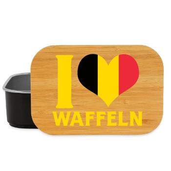 J’adore les gaufres Drapeau de la Belgique Décor alimentaire - Boîte à goûter - noir - Devant