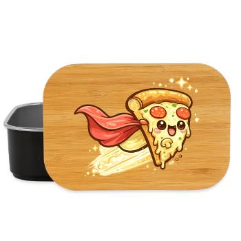 Pizzaheld mit Cape - Lunch Box - Schwarz - Vorne