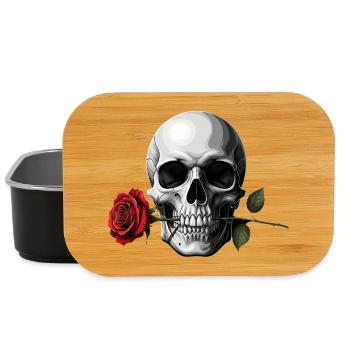 Skull Rose Motif for Rock Fans Tattoo Gothic - Lunch Box - black - Front