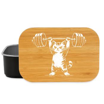 Haltérophilie Cat | Entraînement de force drôle en salle de sport - Boîte à goûter - noir - Devant