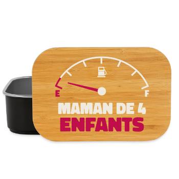 Maman de 4 Enfants Jauge Essence Humour Fatigue - Boîte à goûter - noir - Devant