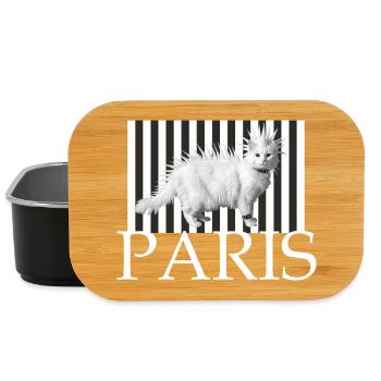 Paris Mohawk Punk Katze im Streifenprint - Lunch Box - Schwarz - Vorne