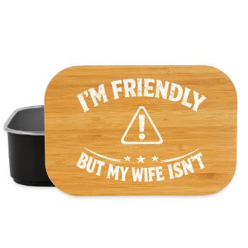 I'm Friendly But My Wife Isn't Retro Spruch - Lunch Box - Schwarz - Vorne