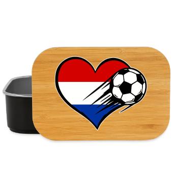 Drapeau des Pays-Bas Fussball_mit_Herz - Boîte à goûter - noir - Devant