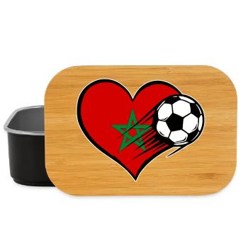 Marokko Flagge Fußball mit Herz - Lunch Box - Schwarz - Vorne