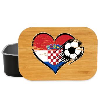 Kroatien Flagge Fußball mit Herz used - Lunch Box - Schwarz - Vorne