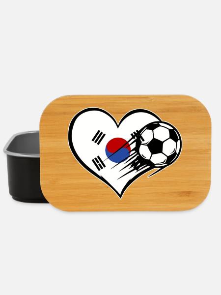 Südkorea Flagge Fußball mit Herz - Lunch Box - Schwarz