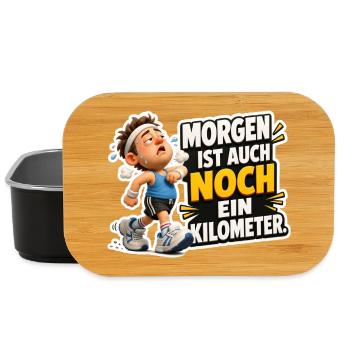 Laufen Spruch Morgen ist noch ein Kilometer Humor - Lunch Box - Schwarz - Vorne