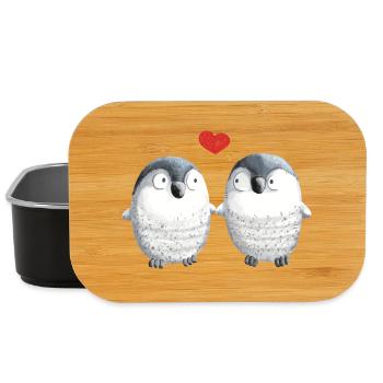 Pinguine in Love - Pinguin - Vogel - Liebe - Herz - Lunch Box - Schwarz - Vorne