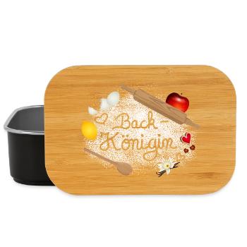 Mehl und Back Zutaten mit Schriftzug Back Königin - Lunch Box - Schwarz - Vorne