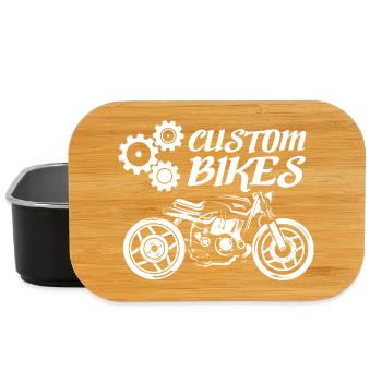 custom bikes motorcycle icon illustration graphic - Lunch Box - black - Front
