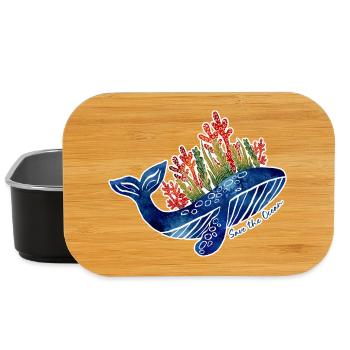 Whale Illustration with Coral | Protect the Sea - Lunch Box - black - Front