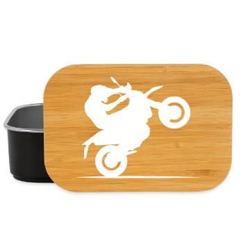 Motorcycle Biker Symbol Wheelie Cross Freestyle icon - Lunch Box - black - Front