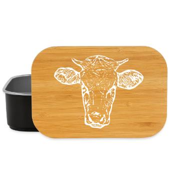 drôle vache tête de vache blanc cadeau fermier - Boîte à goûter - noir - Devant