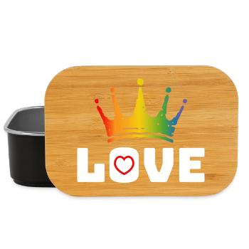 Love Heart rouge arc-en-ciel couronne blanc lgbt tshirt - Boîte à goûter - noir - Devant