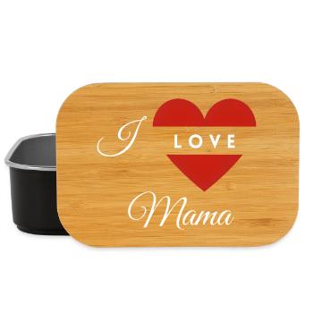 Forme de coeur avec message d’amour pour maman - Boîte à goûter - noir - Devant
