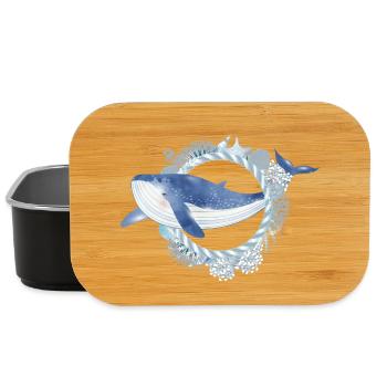 blauer Wal Fisch im Korallenriff im Aquarell Stil - Lunch Box - Schwarz - Vorne