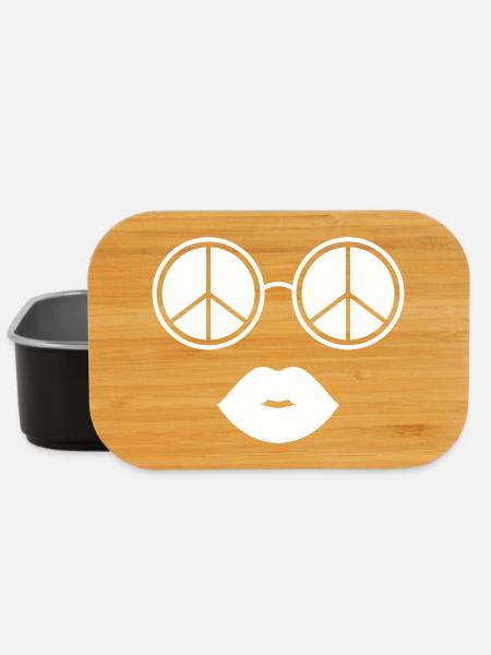 Frieden und Lippen / Friedensbrille und Lippen - Lunch Box - Schwarz